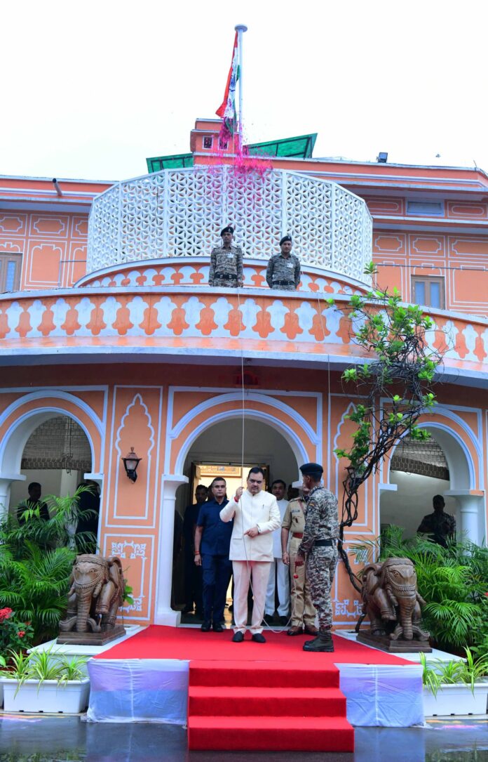 Chief Minister Bhajan Lal Sharma hoisted the flag at his residence Civil Line