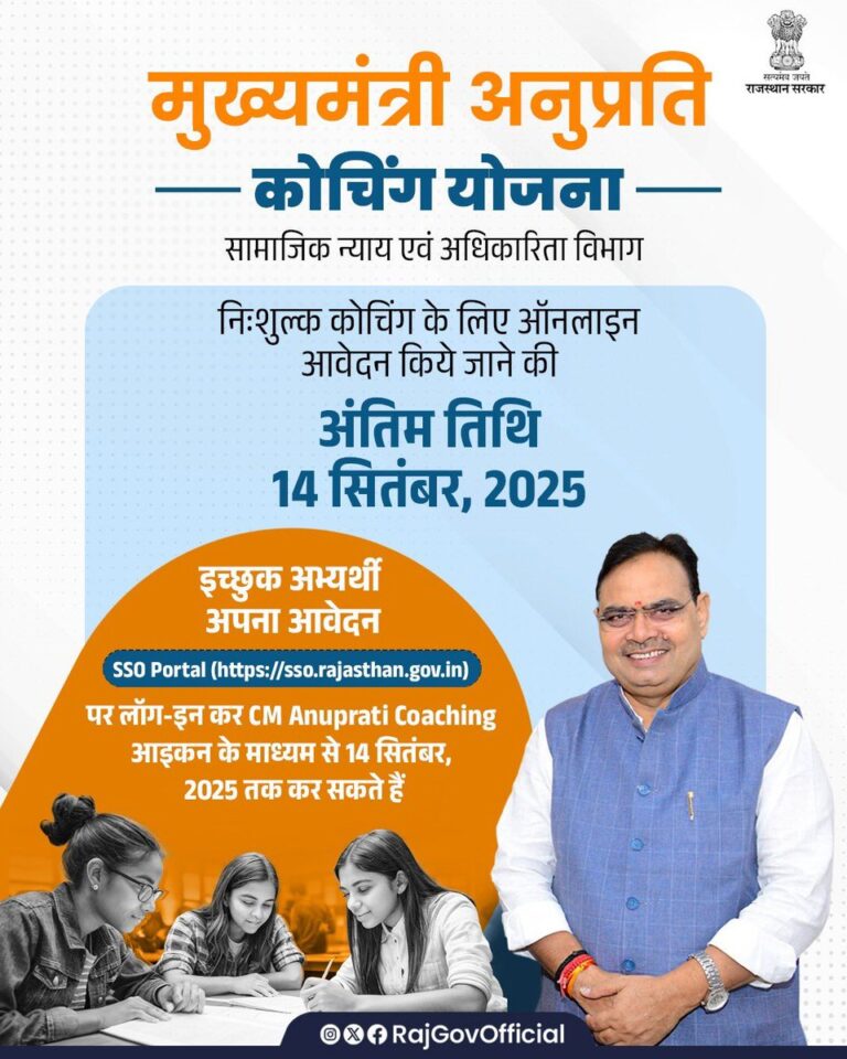 C M NEWS: मुख्यमंत्री अनुप्रति कोचिंग योजना के तहत अभ्यर्थियों को अंतिम अवसर