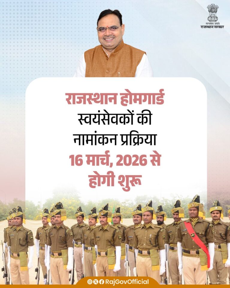Rajasthan News: होमगार्ड स्वयंसेवकों की नामांकन प्रक्रिया 16 मार्च 2026 से 