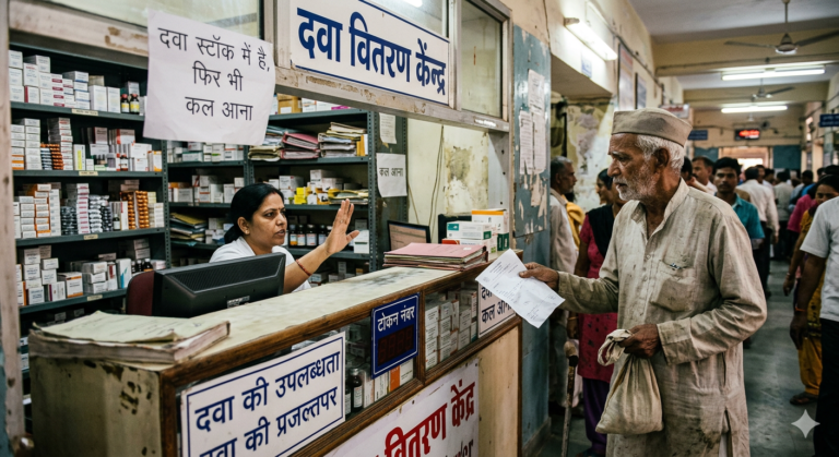 SMS NEWS: स्टॉक में दवा, फिर भी बुजुर्गों को ‘कल आना’ का थप्पड़